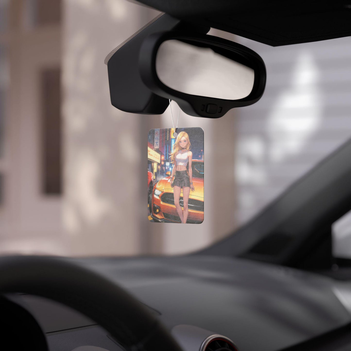 Car Air Freshener -Cute Racer Girl,Street Racing Anime Theme, Perfect Gift for Car Lover, American Muscle Car Enthusiast, Car Accessories