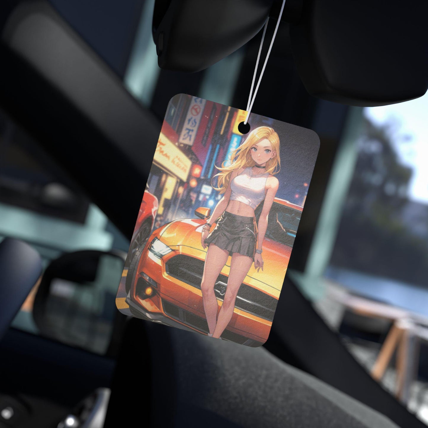 Car Air Freshener -Cute Racer Girl,Street Racing Anime Theme, Perfect Gift for Car Lover, American Muscle Car Enthusiast, Car Accessories