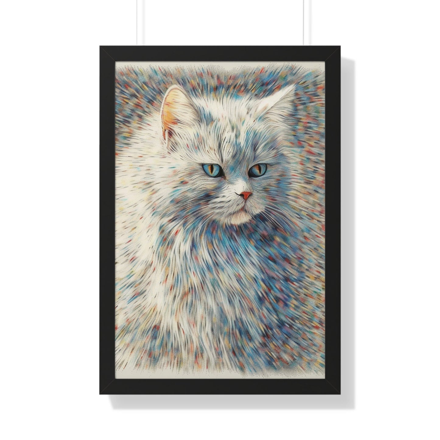 White Cat Face Abstract Art Print - Modern Feline Wall Decor - Elegant Cat Portrait