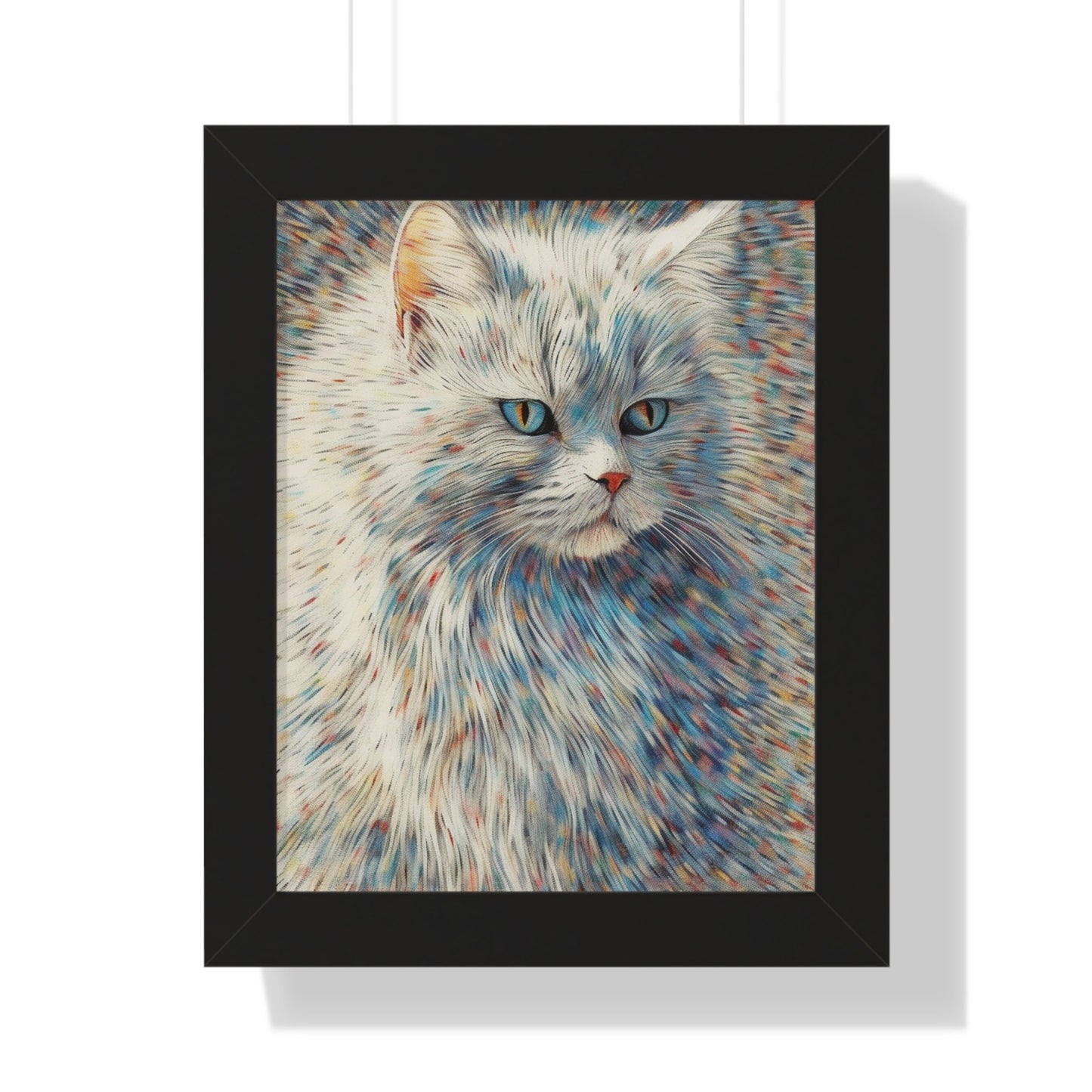 White Cat Face Abstract Art Print - Modern Feline Wall Decor - Elegant Cat Portrait