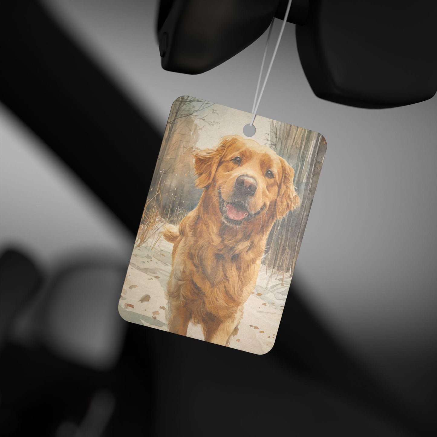 Car Air Freshener, Playful Golden Retriever in the Woods, Dog Lover Gift, Cute Pet Car Accessory, Car Scent Diffuser, Golden Retriever Gift