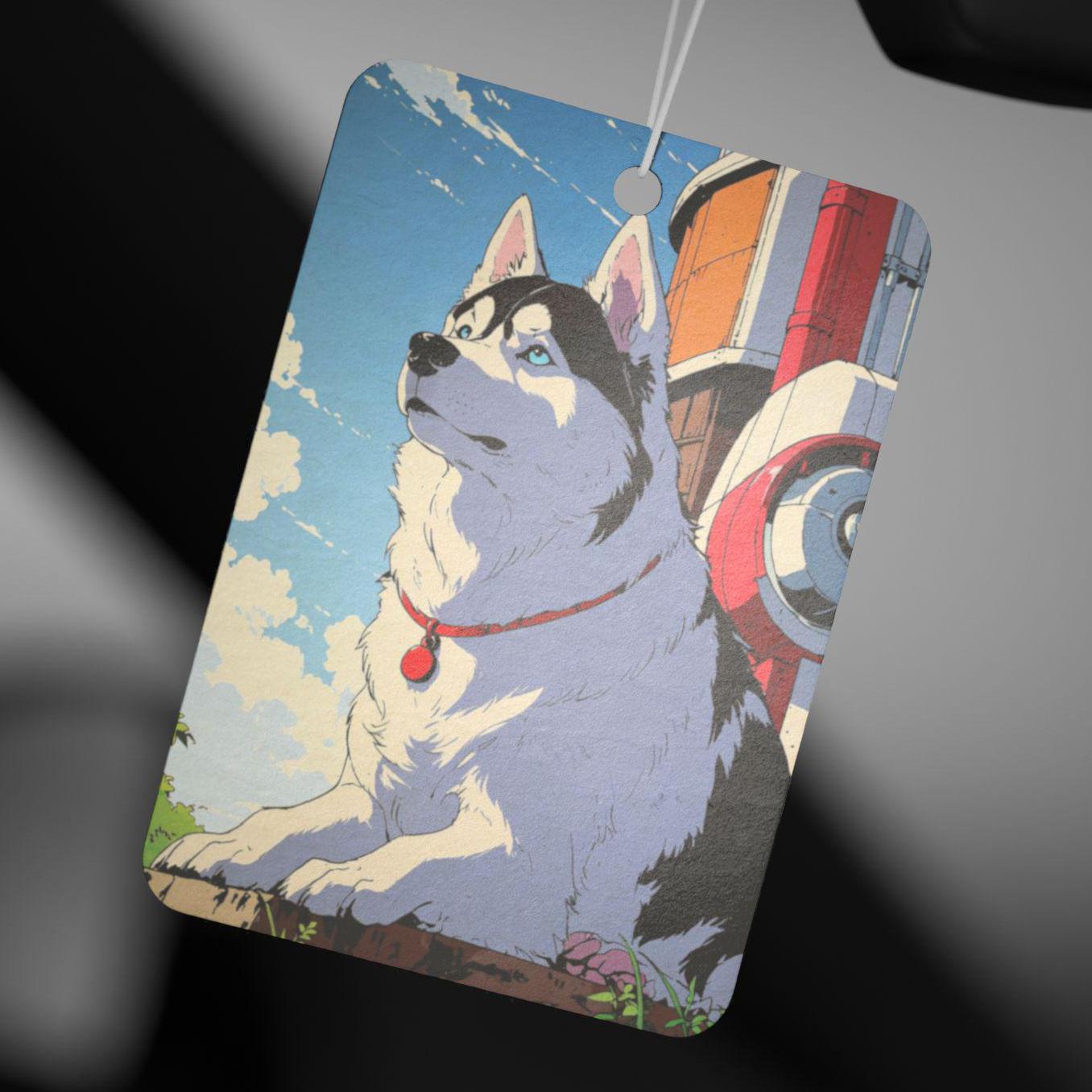 Retro Anime Puppy Air Freshener | Siberian Husky Dog Car Scent Diffuser | Gift for Dog Lovers & Dog Moms | Cute Car Decor